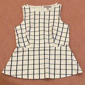 Ban.Rep. Size 8 Grid Pattern Sleeveless peplum Blouse